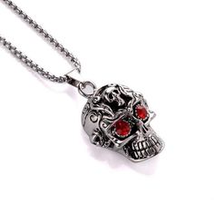 Skull Red Crystal Head Halloween Necklace, Bl55590080 Chain Type: Box Chain Chain Length: 24 Inch Metal: Stainless Steel Shape: Skull Style: Casual/Sporty/Streetwear Best For Gifts On Any Occasion Message Me For Bundle Or Any Query Thank You!! Sporty Streetwear, Skull Style, Halloween Necklace, Crystal Choker Necklace, Black Bead Necklace, Stone Beaded Necklace, Skull Fashion, Crystal Choker, Rhinestone Heart