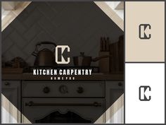 the kitchen logo is designed to look like an old fashioned stove