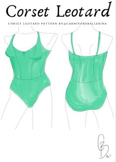 Elegant corset Ballet leotard pattern Made as a size EU M - USA S but can be easily adjusted to your proportions Along with the order message for a free ebook on how to use the pattern and catalogue Summer Fitted Leotard With Boning, Fitted Green Bodysuit With Built-in Bra, Fitted Sleeveless Green Leotard, Fitted Sleeveless Sewing Pattern, Ballet Leotard Pattern, Dancewear Patterns, Leotard Pattern, Elegant Corset, Bodysuit Pattern