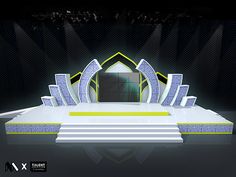 a stage set designed to look like it is in the middle of a show with lights on