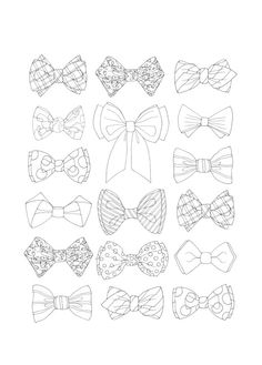 a drawing of many different bow ties