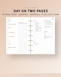 a planner with the words day on two pages