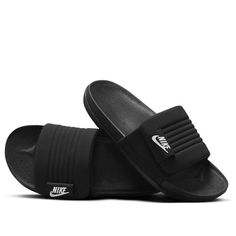 Nike Offcourt Adjust Slide 'Black White' DQ9624-001 Nike Casual Slides For Streetwear, Black Slides For Leisure In Spring, Black Comfortable Nike Slides, Black Slides For Streetwear In Spring, Black Synthetic Slides For Leisure, Black Slides For Spring Streetwear, Comfortable Black Slides For Sports, Black Sports Slides, Black Sports Slides With Cushioned Footbed