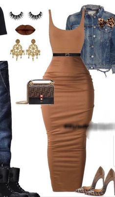 Real Estate Outfits For Women Plus Size, Brown Dressy Outfits For Black Women, Brown Classy Outfits For Black Women, Brown Midi Bodycon Dress For Date Night, Fitted Leopard Print Dress For Date Night, Brown Ribbed Dress For Date Night, Fashion Hacks Clothes, Baddie Outfits Casual