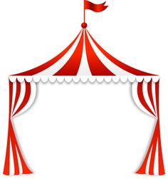 a red and white striped circus tent on a white background