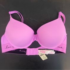 Nwt. This Bra Is Super Cute And Has A Comfortable Band With “Love Pink” Wrapped Around. Nice Bright Pink Color. * * * * * I Vs Pink Bras, Victoria Secret Pink Bras, Gold Money, Pink Wrap, Body Suit With Shorts, White Bralette, Pink Bralette, Lace Babydoll, Secret Love