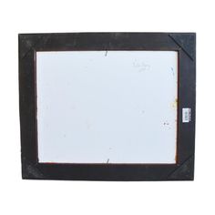 an old black and white photo frame with writing on it's side, isolated against a white background