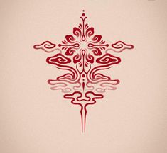 an ornate red design on a beige background