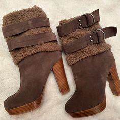 Bnwt Never Worn Naughty Monkey- Gorgeous Winter Heel Boot Leather/Suede/ German Sole / Size 6 Winter Heel Boots, Winter Heels, Heel Boot, Platform Ankle Boots, Shoes Heels Boots, Winter Boots, Shoes Women Heels, Leather Boots, Heeled Boots