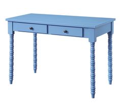 Altmar Transitional Console Table Blue Finish AC00911-ACME Simple Writing Desk, Small Writing Desk, Yellow Desk, Wooden Writing Desk, Office Light, Writing Desk With Drawers, Relax Your Mind, Wood Writing Desk, Bedroom Dressing Table