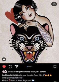 an image of a woman with tattoos on her head and a cat's face