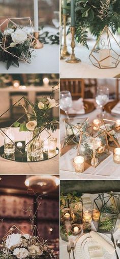 wedding decorations and candles are arranged on the table for an elegant touch to your reception