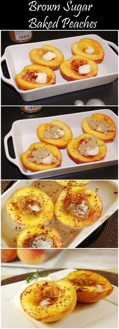 the process of making mini peaches with cheese and seasoning on them is shown in three different stages