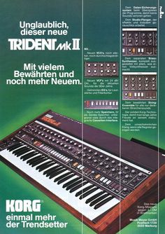 an advertisement for the korg electronic synthesizer