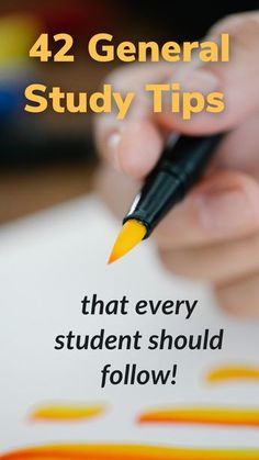 a person writing on a piece of paper with the words 42 general study tips that every student should follow