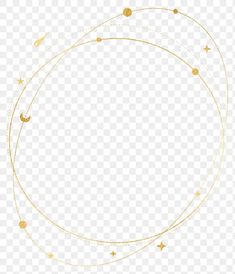 a gold circle frame with stars and crescents on transparent background, hd png