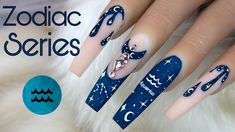 Aquarius Nails Acrylic, Nails Acrylic Medium, Acrylic Application, Acrylic Medium, February Nails, Moon Nails