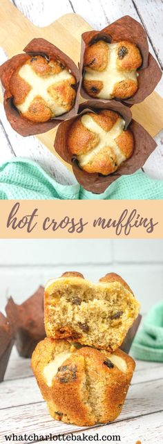 hot cross muffins are stacked on top of each other