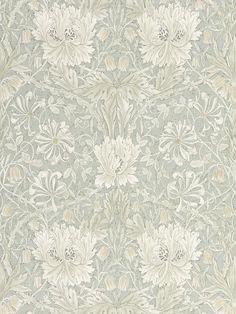 an old wallpaper with white flowers and leaves