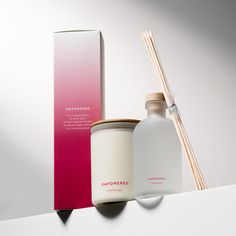 Unleash your imagination and invite possibilities with our home fragrance duo. Choose to be Grounded, Energized, Loved, Inspired, and Transformed at home. Gift set includes: 75hr Burn Time Soy Candle, 10 OZ. Reed Diffuser, 8 OZ. Gift wrap included (box with bow) Choose your favorite fragrance and you will receive all products listed above in your chosen scent. Textured Packaging, Luxury Diffuser, Home Diffuser, Packaging Photography, Reed Diffusers, Divine Light, Fragrance Diffuser, Packaging Ideas, Candle Diffuser