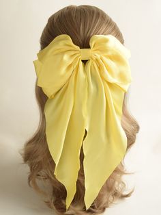 Yellow Casual Collar  Iron Plain French Clip Embellished   Women Accessories Yellow Hair Accessories, Outfit Planning, 50s Hairstyles, Yellow Bow, Dress Design Drawing, French Clip, Rainbow Outfit, Outfit Plan