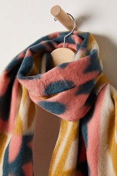 Add the perfect piece to your cold-weather accessories collection with this forever timeless scarf featured in an oversized, blanket-inspired silhouette with funky, colorful printing throughout and slightly raw bottom hem for an added vintage-inspired finishing touch. | Choosing Optimism Blanket Scarf by Free People Big Colorful Scarf, Maximalist Scarf, Multi Color Chunky Scarf, Retro Multicolor Winter Scarf, Luxury Multicolor Chic Scarf, Patterned Scarf, Cooling Scarf, Oversized Blanket, Colorful Scarf