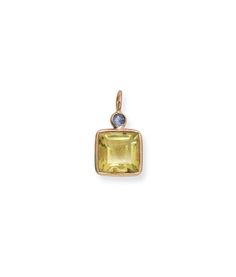 Tanzanite & Lemon Quartz 14k Gold Necklace Charm. Faceted tanzanite and lemon quartz square charm with gold bezels 14k Gold Square Pendant Jewelry With Gemstone, 14k Gold Square Pendant With Gemstone, Elegant Gold Gemstone Charms, Yellow Pearl Pendant Jewelry, Yellow 14k Gold Jewelry With Gemstone Accents, 14k Gold Jewelry With Yellow Gemstone Accents, Yellow Gold Briolette Charms Jewelry, Elegant Yellow Jewelry With Charms, Mood Necklace