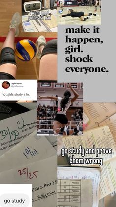 the collage shows several different types of sports related items, including shoes and papers