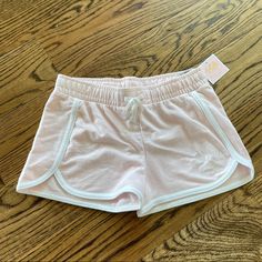 Pale Pink Shorts With White Trim Super Soft Nwt Coquette Shorts, Pink Knit, Terry Shorts, Pom Pom Trim, Shorts White, Knit Shorts, Pink Shorts, White Trim, Kids Bottoms