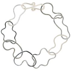 "Clouds”, the name of this sterling silver 8" link bracelet, is composed of handformed shapes, like clouds in the sky. Every link is formed intuitively while it is made, which makes each "Clouds" piece unique. The secure clasp has been created to be an integrated element in the design of this bracelet. This bracelet has two matching necklaces, one 20" long (Ref.:LU2127211020202) and one 37" long (Ref.:LU2127211020232), both of which are shown separately. Kristin Urup is a Danish contemporary pre Cuff Piercing, Sculptural Bracelet, Cloud Jewelry, Best Jewellery Design, Ear Cuff Piercing, Clouds In The Sky, Abstract Jewelry, Original Necklace, Silver Cloud