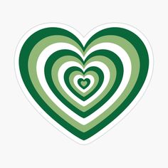 a heart shaped sticker with green and white stripes in the shape of two hearts