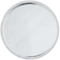 a round mirror on a white background with silver trimmings and an oval shape