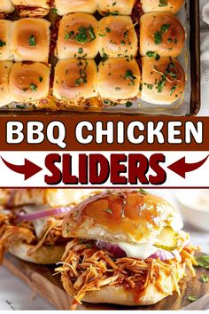 the bbq chicken sliders are ready to be eaten and put in the oven