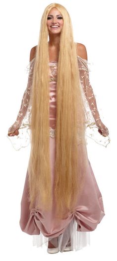 60" inch Super Long Blonde Rapunzel Wig (5' foot), Lady Godiva Christmas Costume #Unkown Bell Costume, Swan Costume, Woman Costumes, Costume Couple, Mermaid Costumes, Bump Hairstyles, Long Blonde Wig, Costume Disney