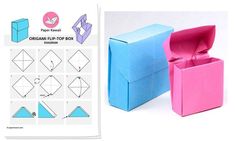 an origami box is shown with instructions to make it