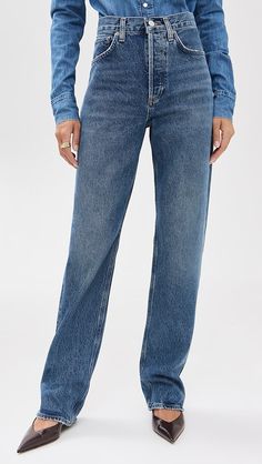 AGOLDE Kelly Jeans: High Rise Relaxed Straight | Shopbop Straight Leg Washed Blue Jeans With Patch Pockets, Washed Blue Straight Leg Jeans With Patch Pockets, Straight Fit Flare Jeans With Pockets, Mid-rise Washed Jeans For Work, Relaxed Fit Jeans With Frayed Hem For Work, Denim Jeans With Frayed Hem For Work, Denim Flare Jeans With Pockets And Straight Hem, Denim Flare Jeans With Straight Hem, Denim Flare Jeans With Pockets