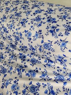 a blue and white floral print fabric