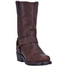 Angle 1, MOLLY LEATHER HARNESS BOOT Square Toed Boots, Harness Boots, Leather Harness, Motorcycle Boots, Brass Ring, Western Cowboy Boots, Work Boots, Strap Heels, Riding Boots