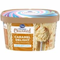 an ice cream container filled with caramel delight