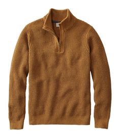 Men's Organic Cotton Sweater, Quarter Zip | Sweaters at L.L.Bean Quarter Zip Men, Cotton Sweaters, Mens Rain Jacket, Newborn Pics, Mens Quarter Zip, Waffle Sweater, Organic Cotton Yarn, Men's Sweaters, Lined Jeans