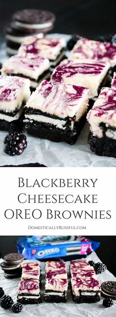 blackberry cheesecake oreo brownies on a table