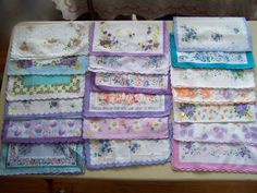 image 6 Colors For Weddings, Kimberly Johnson, Flower Handkerchief, Lace Ideas, Embroidered Hankies, Reading Pa, Old Quilts, Pink Themes