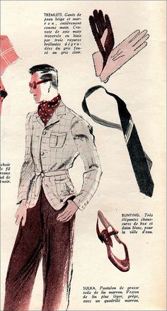 The 1930s-1939 summer fashion for men | by april-mo Summer Fashion Accessories, Americana Vintage, Vintage Menswear, Mens Fashion Illustration, Hipster Man, Vintage Things