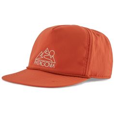 the patagona hat is an orange cap with white logo