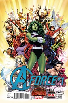 the cover to avengers vol 1, featuring an image of many different women and men