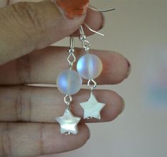 Opalite and shell star silver plated handmade Earring | eBay Wire Bending, Anting Manik, Star Silver, Wire Jewellery, Beaded Earrings Diy, Jewelry Making Earrings, Handmade Jewelry Tutorials, Handmade Earring, Jewelry Accessories Ideas