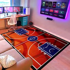 PRICES MAY VARY. Basketball Rug Basketball Carpet for Boys Room Print Court Sport Area Rug for Living Room Floor Mats Basketball Room Decor for Boys 2'×3'/2'6''×4'/3'×4'/3'×5'/4'×5'/55''×71''/5'×7' RUG FEATURE: basketball rug basketball carpet for boys room print court sport area rug for living room floor mats basketball room decor for boys.The sponge in the middle of the carpet can soothe your tired feet. EASY TO CARE: basketball carpet for boys room, basketball rug for boys bedroom, basketball Football And Basketball Bedroom, Space Jam Bedroom, Boy Basketball Room, Kids Basketball Room, Basketball Room Ideas For Boys, Sports Themed Bedroom For Boys, Basketball Themed Room, Basketball Rooms, Boys Basketball Room