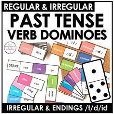 Regular and Irregular Past Tense Verb Dominoes - Ending Pronunciations -t -d -id - Hot Chocolate Teachables Past Simple Games Activities, Irregular Verbs Activities, Irregular Verbs Game, Regular Past Tense Verbs, Verb Games, Teaching Verbs, Past Tense Verbs, Verbs Activities, Irregular Past Tense Verbs