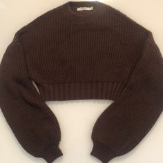 Washed Once And Never Worn. Love It But It Didn’t Fit Me. Brown Knit Sweater Cropped, Brown Knit Crop Sweater, Beautiful Sweater, S Crew, Sweater Sleeves, Na Kd, Sleeve Sweater, Love It, Balloons