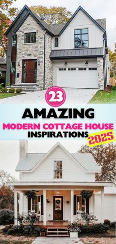 two different houses with the words amazing modern cottage house instructions